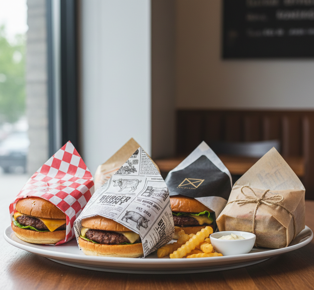 Four Burgers and one spicy fries in pate